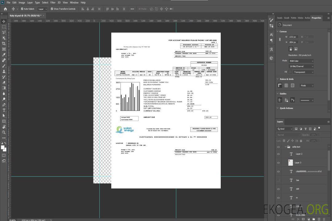 Modèle de facture de services publics pour les entreprises de Canada Yukon Energy aux formats Word et PDF template